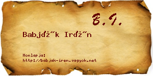 Babják Irén névjegykártya